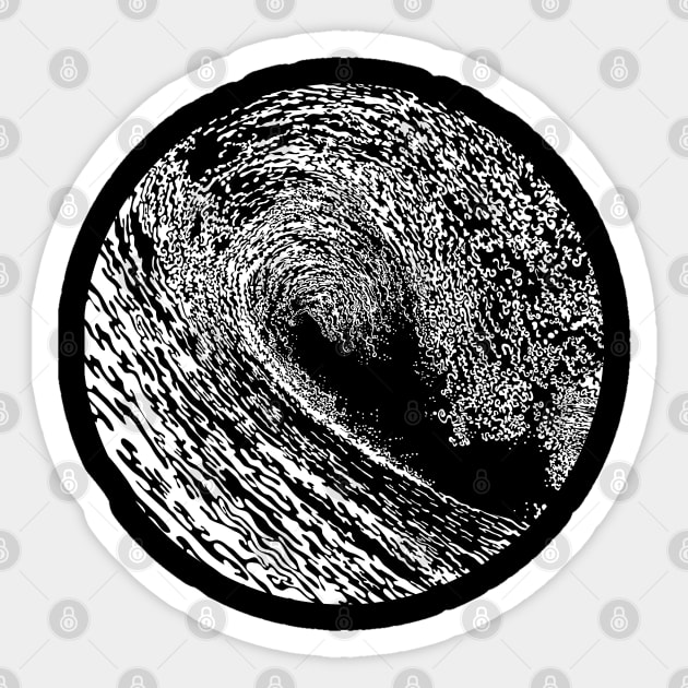 Pacific Waves Noir Sticker by Sirenarts